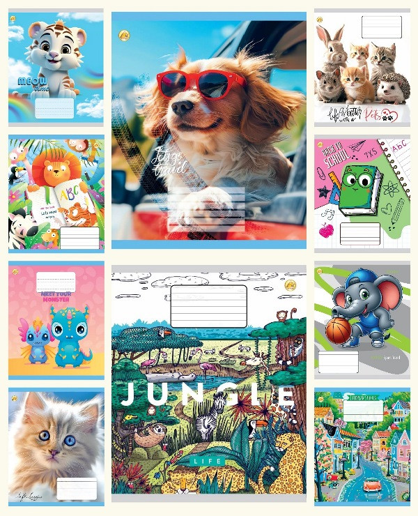 Зошит 12 арк.клітинка Тверда ТА51102 Мікс 3, 25/600, 10к. ціна за 25 шт. Зошит, фото 1