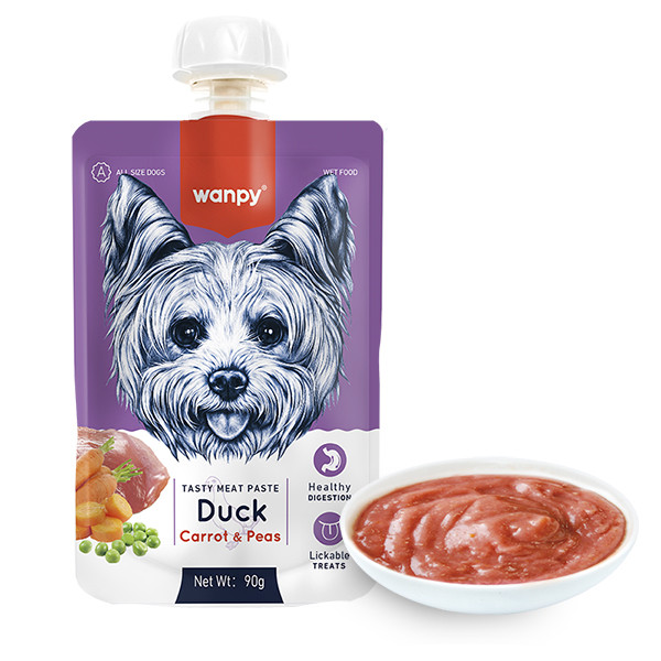 Крем-пюре Wanpy Duck Carrot & Pea для собак, качка з морквою 90г, фото 1