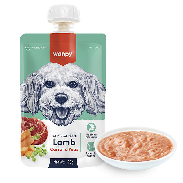Крем-пюре Wanpy Lamb Carrot & Pea для собак, ягня з морквою 90г, фото 1