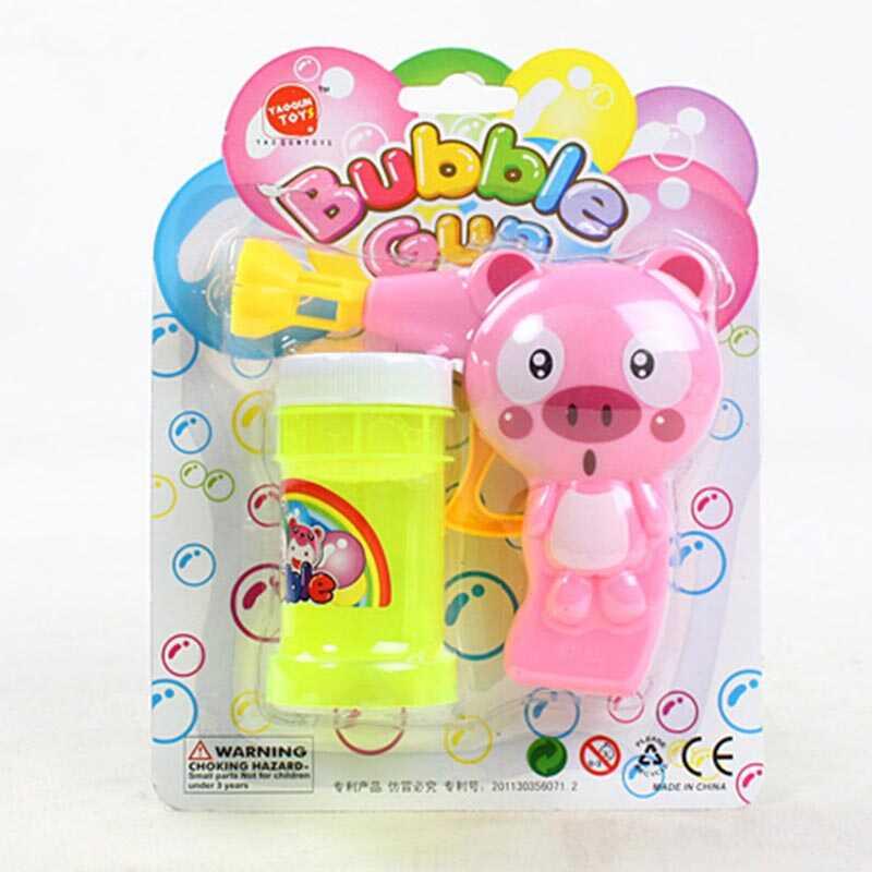 Пістолет з мильними бульбашками “Поросятко”, механічний принцип роботи, мильний розчин, на листі  /252-2/, фото 1