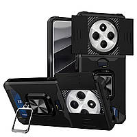 Протиударний чохол із підставкою для Poco C75 чорний зі шторкою для камери