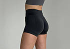 Спортивні жіночі шорти для фітнесу чорні короткі з пуш ап Велосипедки для спорту бігу з гарним поясом, фото 2