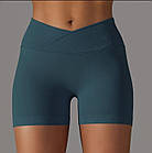 Спортивні жіночі шорти для фітнесу чорні короткі з пуш ап Велосипедки для спорту бігу з гарним поясом, фото 4