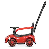 ❤️Машинка-каталка для прогулянок M 4741-3 толокар дитячий з батьківською ручкою, музика, світло, Червоний, фото 4