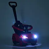 ❤️Машинка-каталка для прогулянок M 4741-3 толокар дитячий з батьківською ручкою, музика, світло, Червоний, фото 7