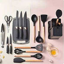 Набір ножів та кухонного приладдя з підставкою 19 предметів Kitchenware Set, фото 3