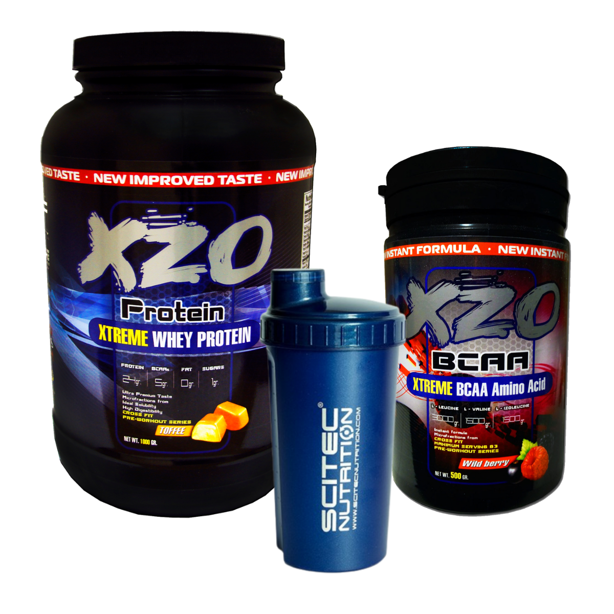 Сироватковий протеїн Whey Protein XZO Nutrition 1 кг смак Тоффі, Амінокислоти BCAA 2:1:1 0,5 кг, Шейкер, фото 1