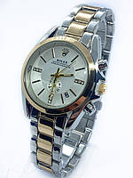 Жіночий стильний золотистий годинник на руку з металевим ремінцем, білий циферблат ( код: IBW900SYO )