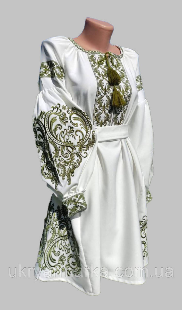 Коротка вишита сукня з візерунками "Подих лісу"