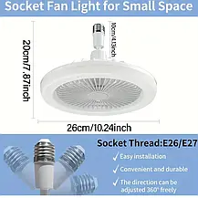 Універсальна LED люстра 36W з вентилятором - 3 швидкості, цоколь E27, таймер, пульт ДУ, фото 2