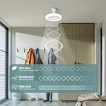 Універсальна LED люстра 36W з вентилятором - 3 швидкості, цоколь E27, таймер, пульт ДУ, фото 3