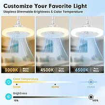 Універсальна LED люстра 36W з вентилятором - 3 швидкості, цоколь E27, таймер, пульт ДУ, фото 5