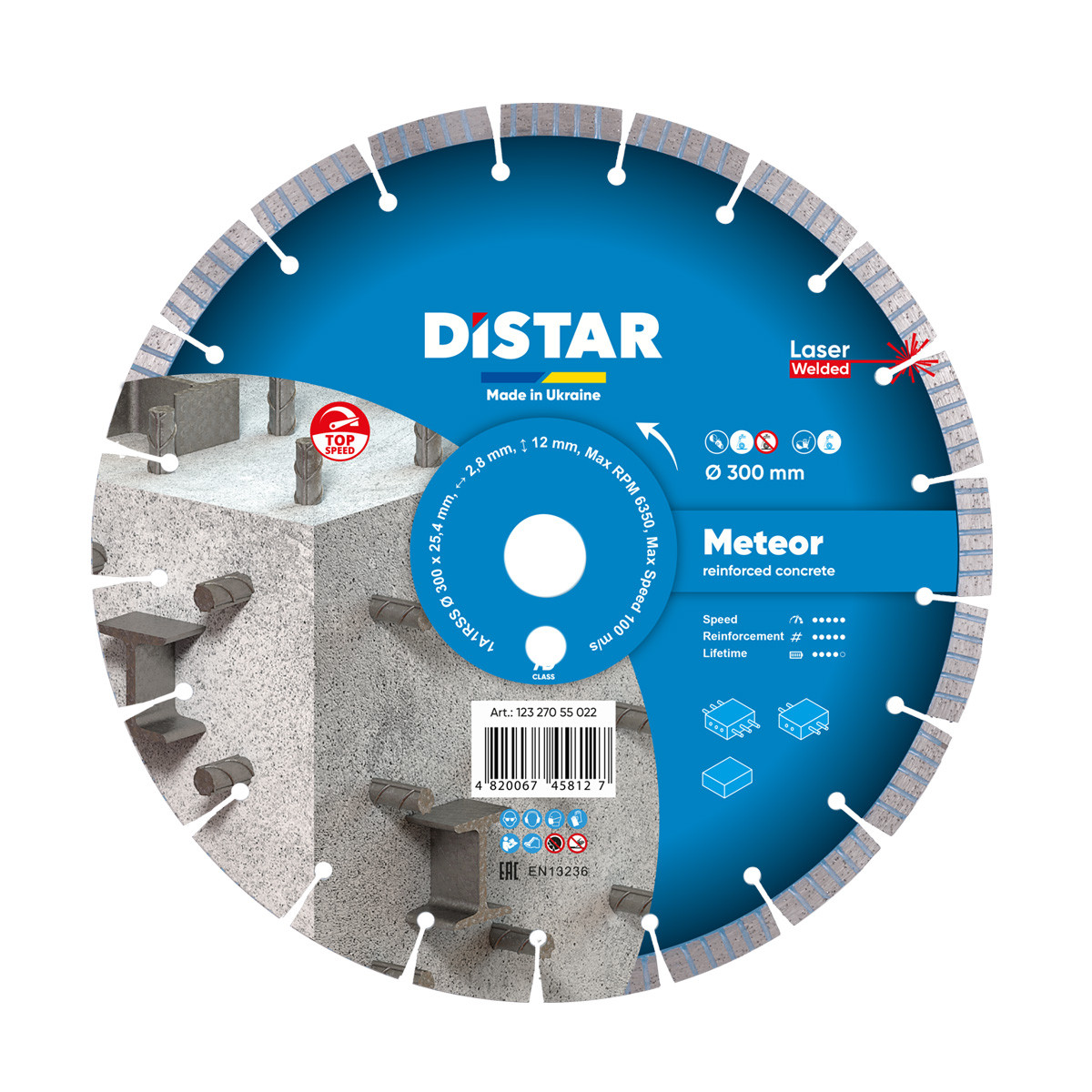 Круг алмазний відрізний Distar 1A1RSS/C3-W 300x3,2/2,2x12x25,4-25 F4 Meteor