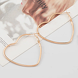 Сережки серце у вигляді серця Heart великі висячі золотий колір, фото 3