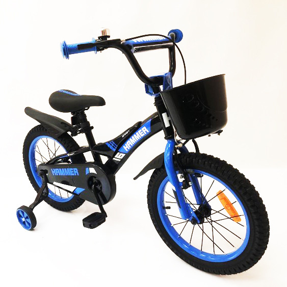 Дитячий двоколісний велосипед Hammer Smart H2021 20 дюймів із бічними колесами, кошиком. Колір: синій, фото 1