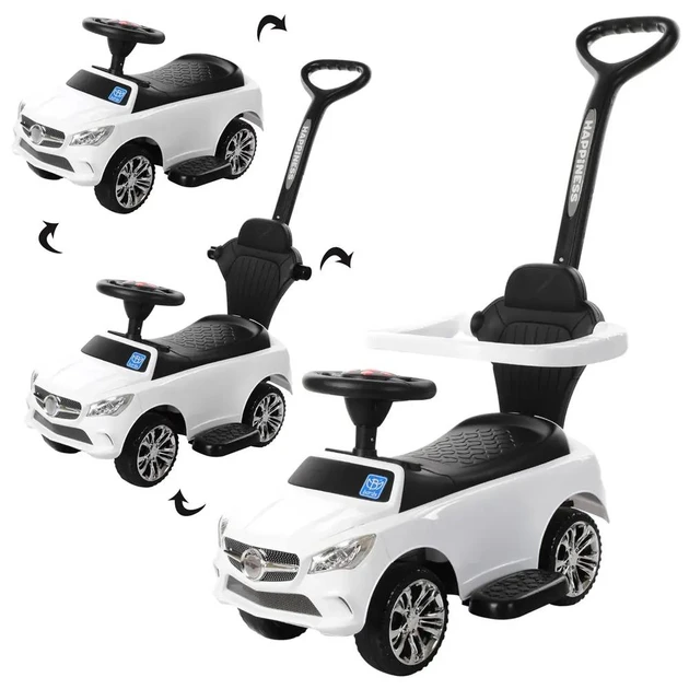 🧡Дитяча машинка-толокар з батьківською ручкою, музика, світло, підставка для ніг, Bambi M 3503A-1 Ауді Біла, фото 1