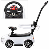 🧡Дитяча машинка-толокар з батьківською ручкою, музика, світло, підставка для ніг, Bambi M 3503A-1 Ауді Біла, фото 4
