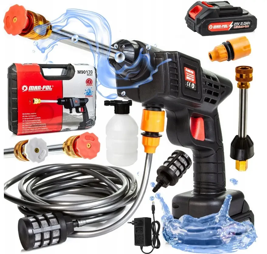 Портативна акумуляторна мийка високого тиску Mar-Pol M90139 | Бездротова, 21V, 30 бар, фото 1