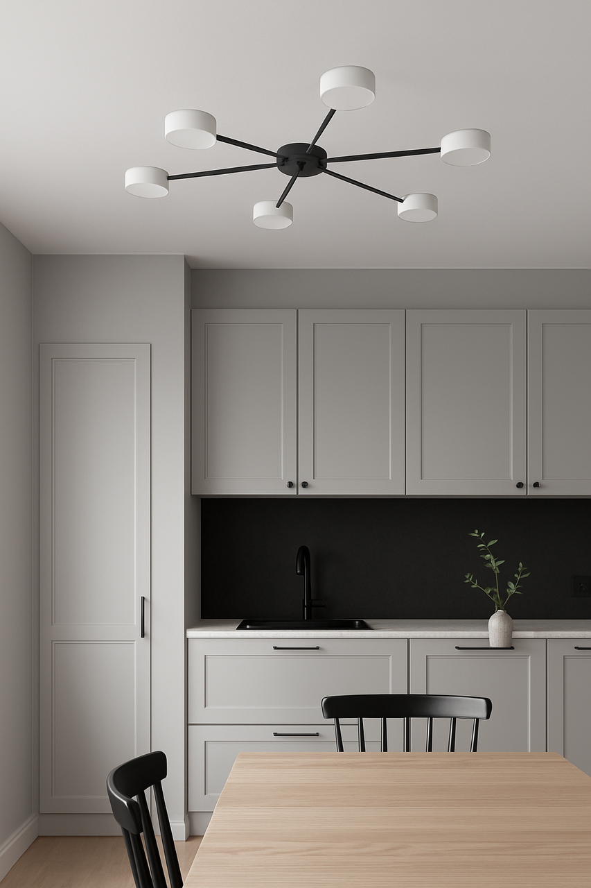 Люстра чорна з сірим для кухні, коридору, невеликої кімнати, спальні, зали, фото 1