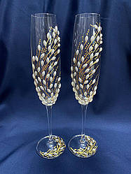 Весільні келихи (перли завитки під золото)