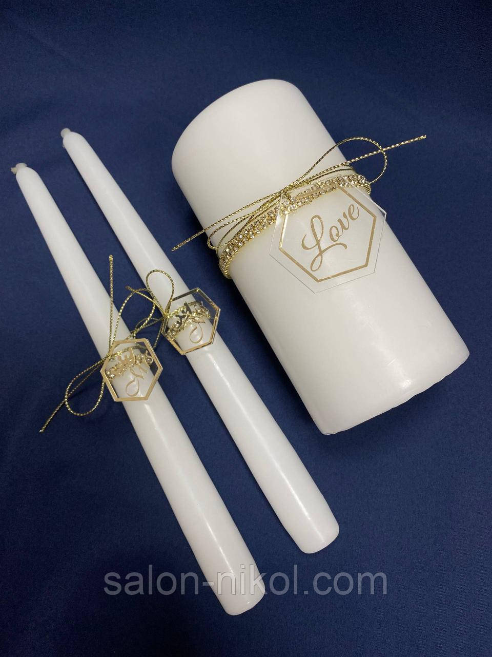Свічки "Сімейне вогнище" (бірочки золото Love), фото 1