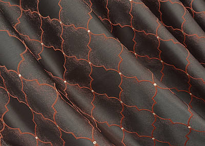 Шторна тканина жакард, колеція "SAPFIR". Колір графітовий з теракотовим. Код 1752ш