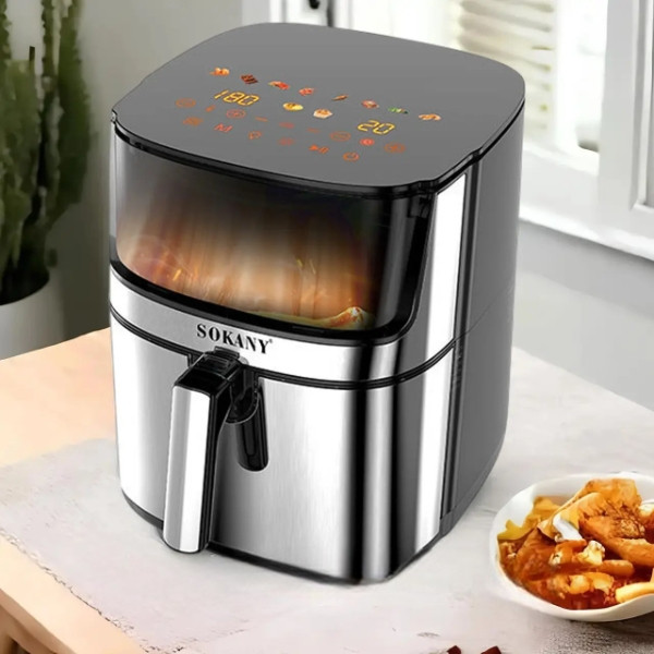 Аерофритюрниця 6,5л 40x35x35см 2000Вт Sokany SK-10045 Чорна з сірим, фото 1