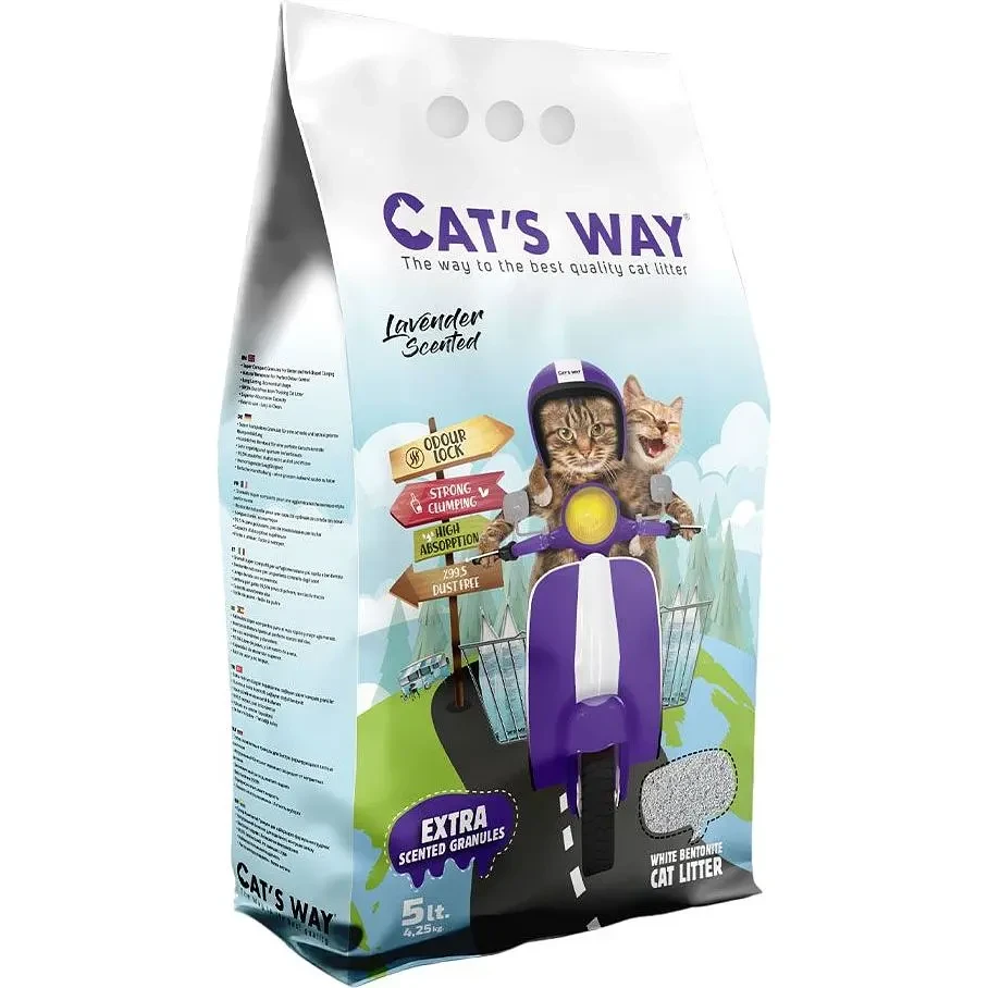 Наповнювач для котячого туалету Cat's Way Lavender бентонітовий 5 л Фіолетовий