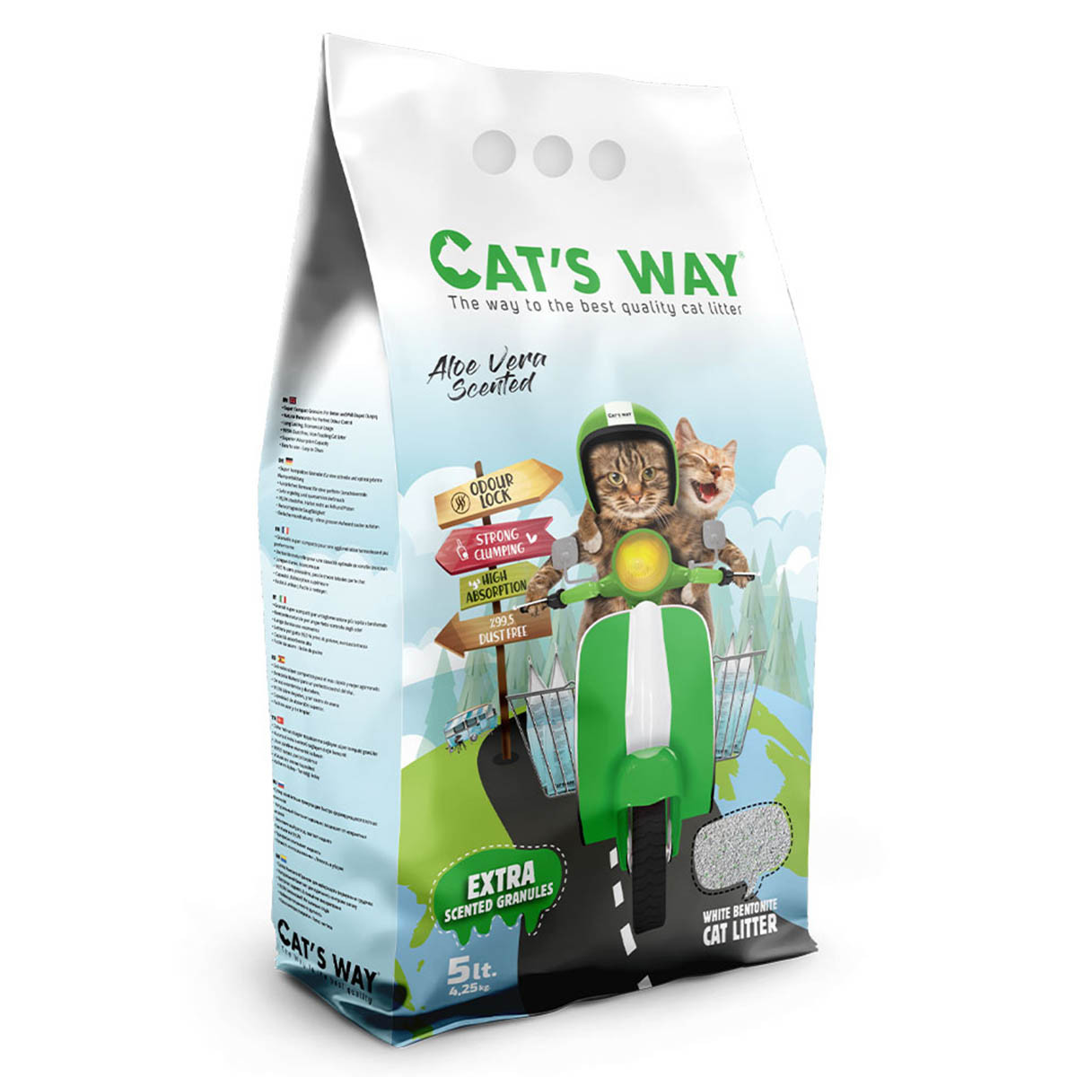 Наповнювач для котячого туалету Cat's Way Aloe Vera бентонітовий 5 л Зелений