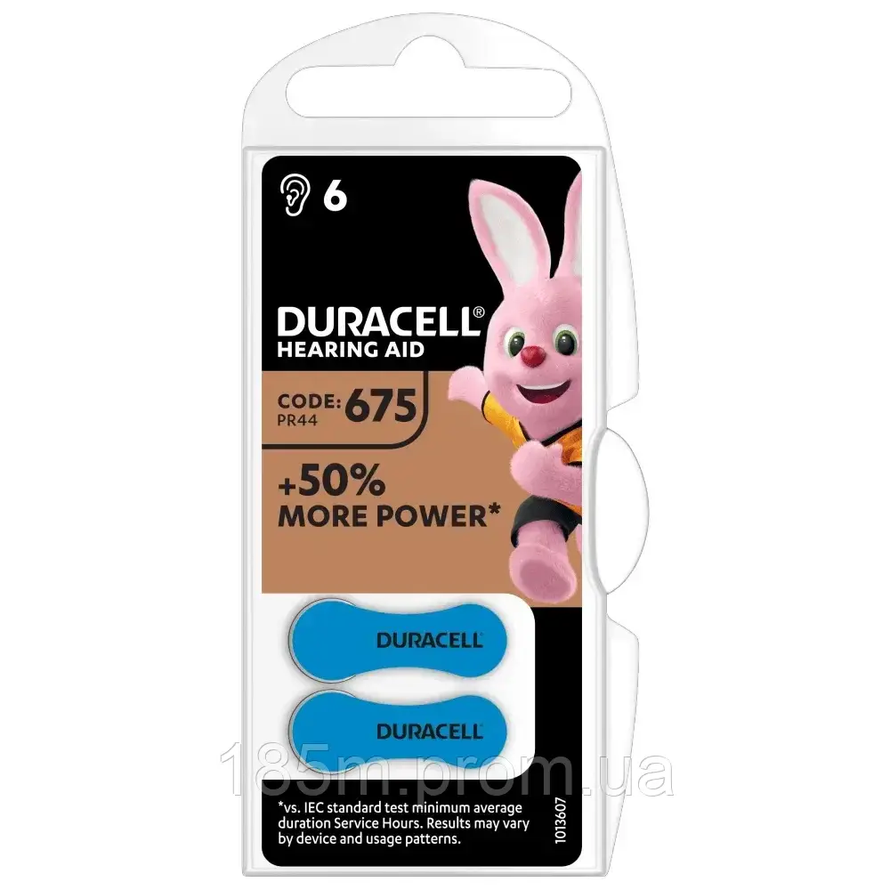 Батарейка в слуховий апарат DURACELL DA675 6BL, фото 1