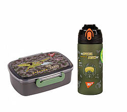 Набір в їдальню пляшка для води + ланч-бокс Military YES (708185К)
