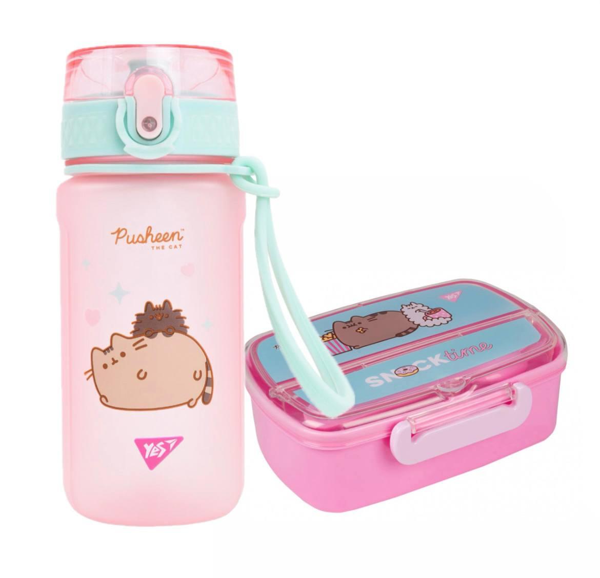 Набір в їдальню пляшка для води + ланч-бокс YES Pusheen 500 мл (708321K), фото 1