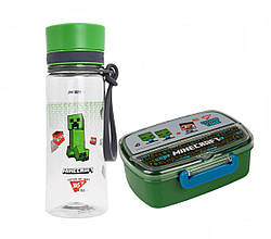 Набір в їдальню пляшка для води + ланч-бокс YES Minecraft 400 мл (708318K)
