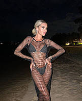 Женское длинное пляжное платье с длинным рукавом сетка пляжная