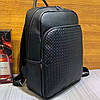 Рюкзак чоловічий шкіряний. Чорний міський рюкзак для ноутбука та документів Tiding Bag 22727, фото 6
