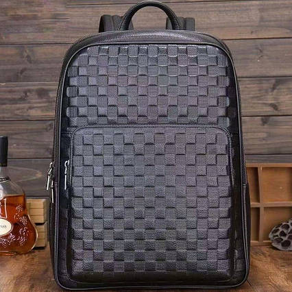 Рюкзак чоловічий шкіряний. Чорний міський рюкзак для ноутбука та документів Tiding Bag 13292, фото 1