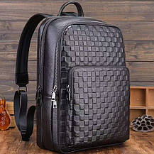 Рюкзак чоловічий шкіряний. Чорний міський рюкзак для ноутбука та документів Tiding Bag 13292, фото 2