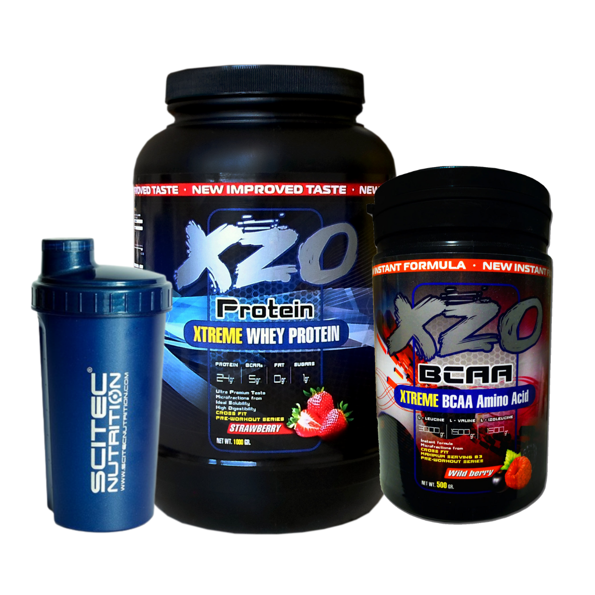 Сироватковий протеїн Whey Protein XZO Nutrition 1 кг смак Полуниця, Амінокислоти BCAA 2:1:1 0,5 кг, Шейкер, фото 1