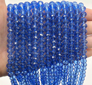 Намистини рондель / 8*6 мм / Кількість: 62-70 шт / Прозорий / Васильковий №25