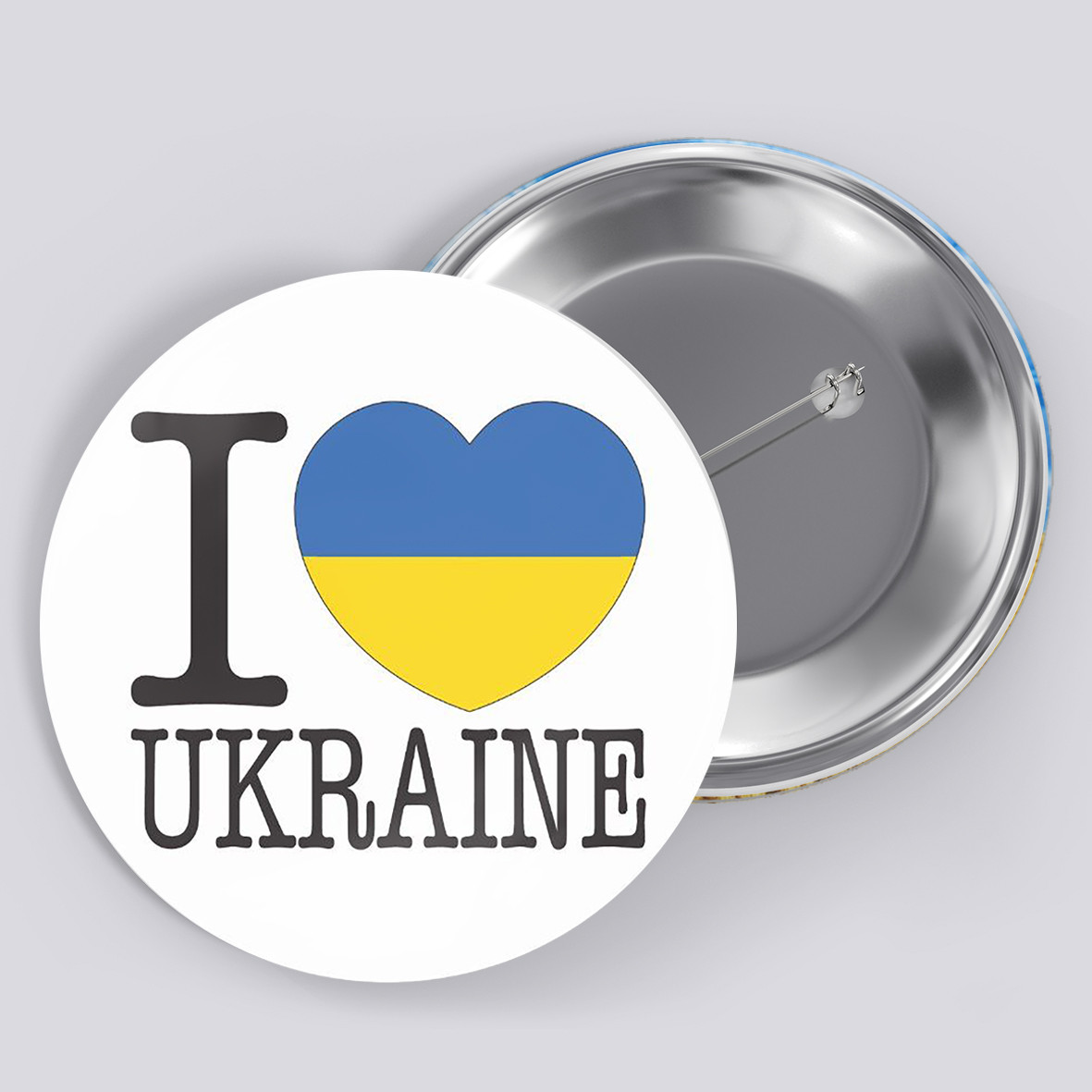 Закатний металевий значок з друком "I Love Ukraine" (27402)
