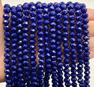 Намистини рондель / 8*6 мм / Кількість: 62-70 шт / Непрозорий / Сапфір №20