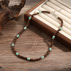 Чоловіче намисто чокер з натурального дерева та намистин ЧК-002