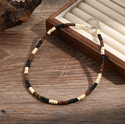 Чоловічий чокер, намисто чоловічі з натурального дерева та намистин ЧК-004