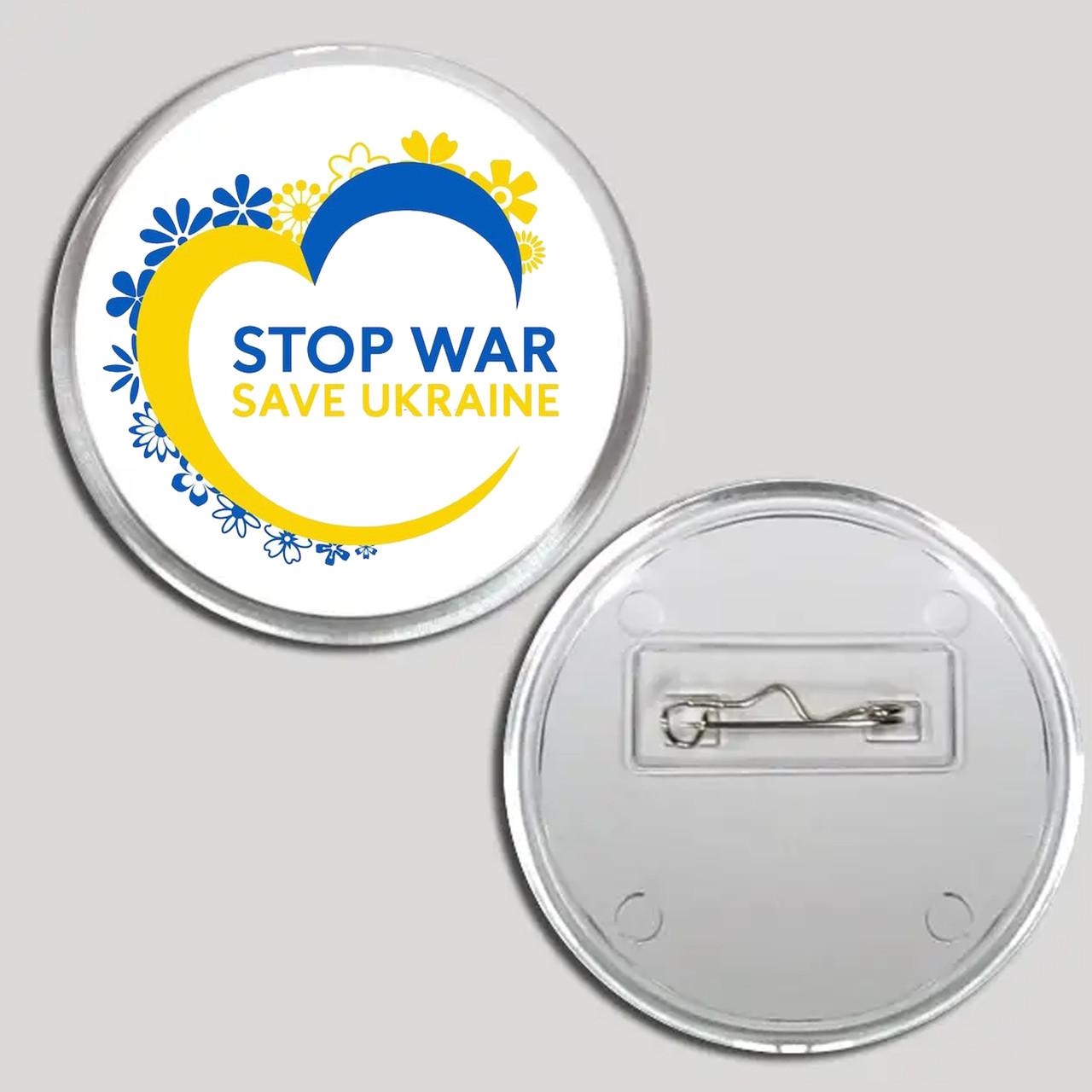 Акриловый значок с печатью "Stop war! Save Ukraine" (27405), фото 1