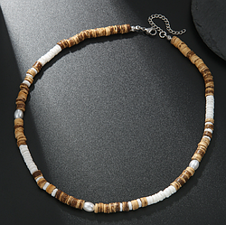 Чоловічі намисто чокери з дерева та намистин – природна елегантність ЧК-007