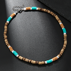 Чоловічі намисто чокери з дерева та намистин ЧК-008