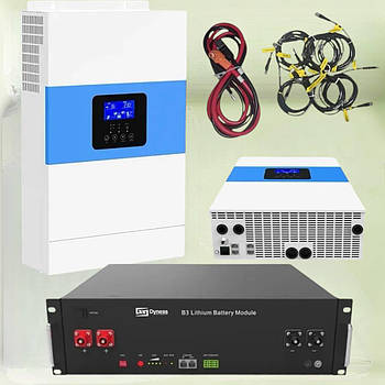 5,5 кВт Комплект акумулятора LiFePO4 48V/75Ah + гібридний інвертор 5,5 кВт аварійне живлення для дому