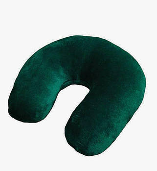 Плюшева підголовник-подушка "Підкова" смарагдовий колір для косметологічної кушетки та масажного столу