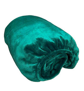 Смарагдовий плюшевий чохол на гумці для косметологічних кушеток, багаторазовий, в салони краси, масажні кабінети