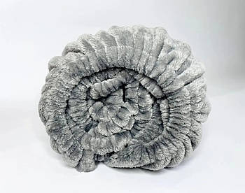 Сірий плюшевий чохол на гумці для косметологічних кушеток, багаторазовий, в салони краси, масажні кабінети